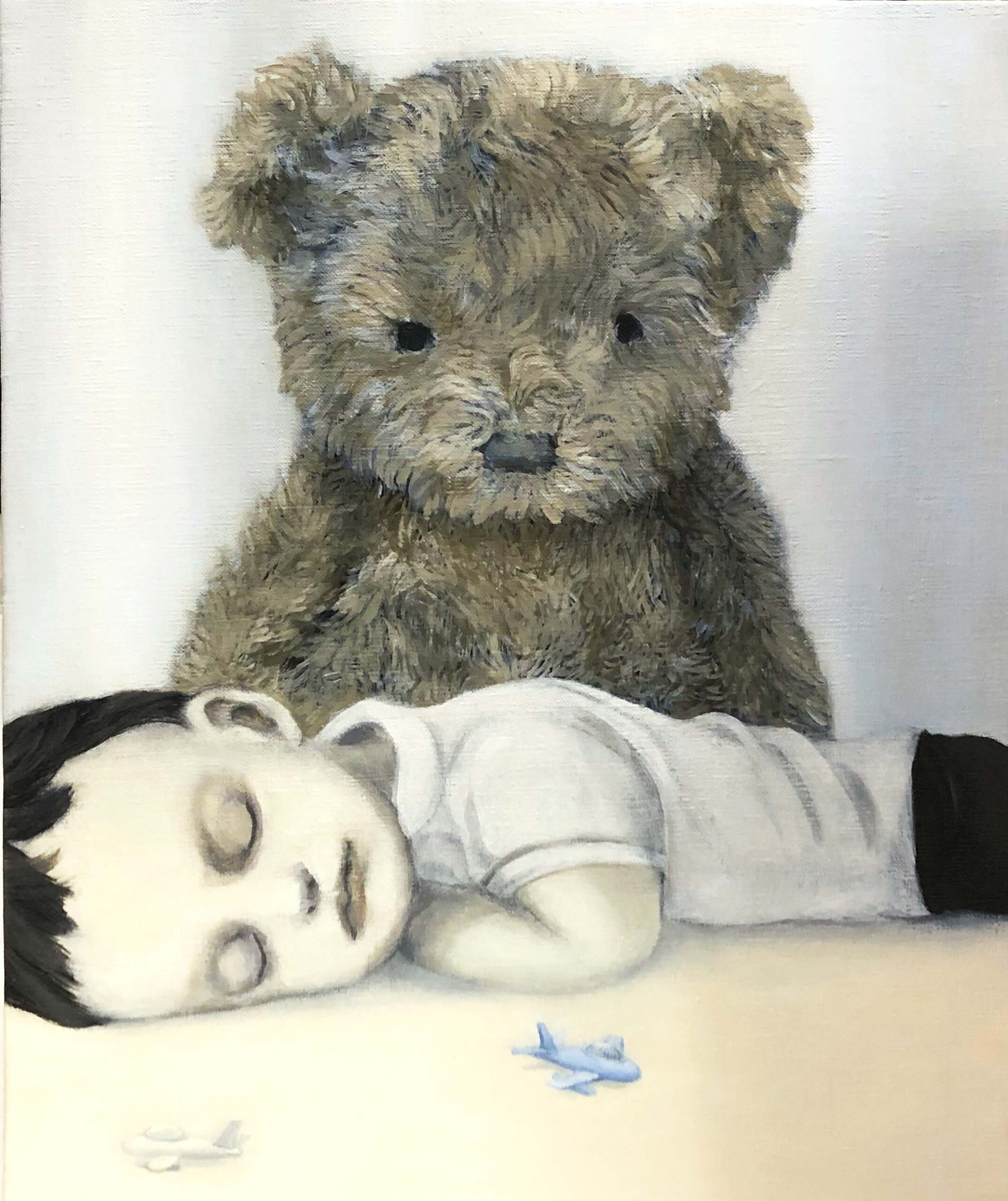 屋敷妙子の油彩画「想いを寄せて」2022