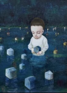 屋敷妙子の油彩画「約束」2025