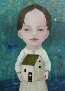屋敷妙子の油彩画「海辺の箱」2026