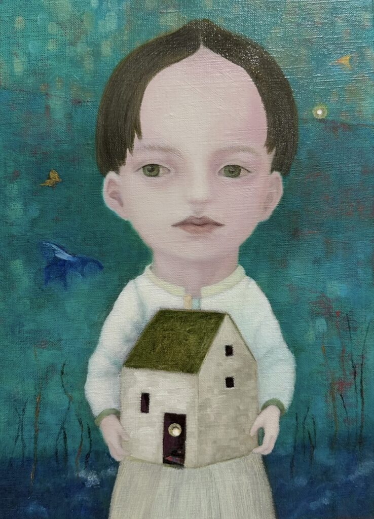 屋敷妙子の油彩画「海辺の箱」2026
